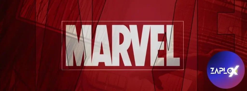 Banner com imagem da logo da Marvel